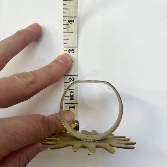 Celestial Sun Swirl Vintage Brass Napkin Rings, Set of 8 Gold Tone Goddess Solar - Picture 7 of 10
